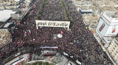  تصاویر تجمع عظیم مردم عراق در حمایت از ایران