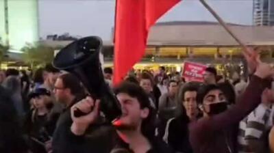  برگزاری راهپیمایی ضد جنگ در مرکز تل آویو