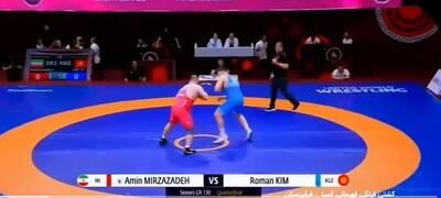  ویدئو: پیروزی میرزازاده برابر حریف قزاقستانی در وزن 130 کیلوگرم