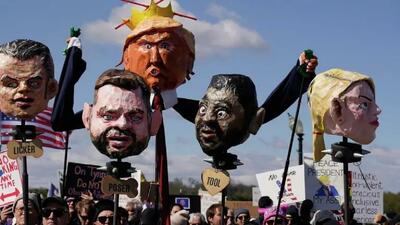  تظاهرات نه به پادشاه آمریکایی‌ها در صدر رسانه‌های جهان + عکس