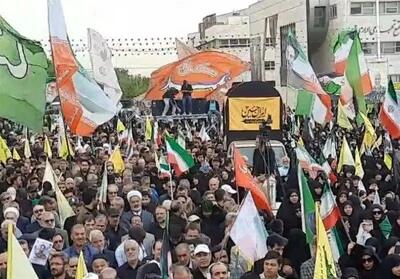  تشییع پیکر دو شهید اقتدار در مشهد