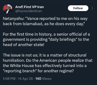  واکنش عارف به اظهارات نتانیاهو درباره گزارش‌های روزانه ونس