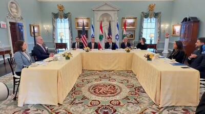  تصاویر مذاکره مستقیم لبنان و اسرائیل در واشنگتن