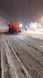  عکس: برف روبی شبانه در جاده چالوس