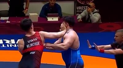  درگیری شدید رضا کایالپ با کشتی‌گیر بلاروس