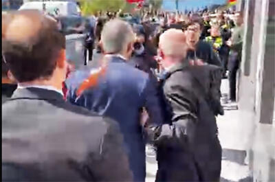  ویدئوی صابرین‌نیوز از حمله به رضا پهلوی در آلمان