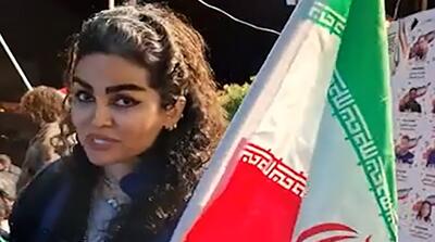  تصاویر دختر بی‌حجاب با پرچم ایران تا 3 صبح در خیابان