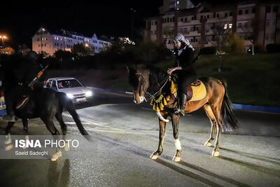  دختر تبریزی با اسب در تجمع شبانه حضور یافت