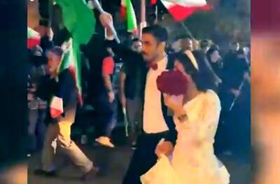  حضور یک عروس و داماد با پوشش متفاوت در تجمعات شبانه