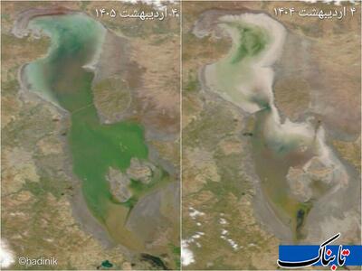  عکس مقایسه‌ای ناسا از وضعیت امیدبخش دریاچه ارومیه