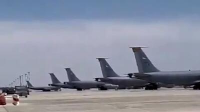  تصاویر صف سوخت رسان‌های آمریکا در فرودگاه رامون اسرائیل