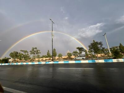  عکس | تصاویر زیبا از تشکیل دو رنگین‌کمان در بادرود