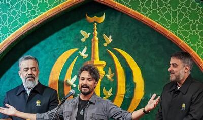  بوسه خواننده پاپ بر کتف محمود کریمی مداح (عکس)