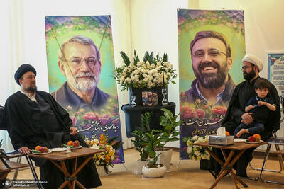  دیدار سید حسن خمینی با خانواده شهیدان لاریجانی