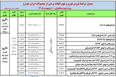  آغاز فروش محصولات ایران خودرو بدون قرعه کشی از ۱۶ اردیبهشت (+جدول فروش)