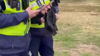  پلیس لتونی در 9 ماه مه زنی را پس از اشتباه گرفتن رنگ کیف تامی هیلفیگر با پرچم روسیه متوقف کرد