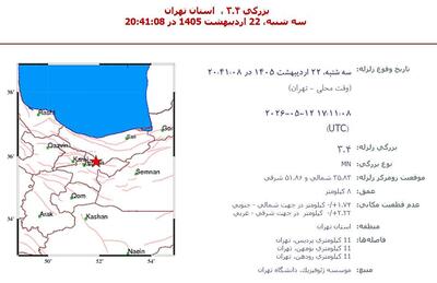  زلزله ۳/۴ ریشتری پردیس؛ طوفان در تهران؛ برق دماوند قطع شد