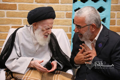  تصاویری از دیدار تولیت آستان مقدس امیرالمومنین (ع) با حضرت آیت الله شبیری زنجانی