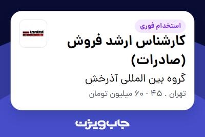  استخدام کارشناس ارشد فروش (صادرات) - آقا در گروه بین المللی آذرخش