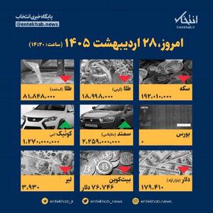  اینفوگرافیک / امروز ۲۸ اردیبهشت قیمت‌ها چقدر است؟