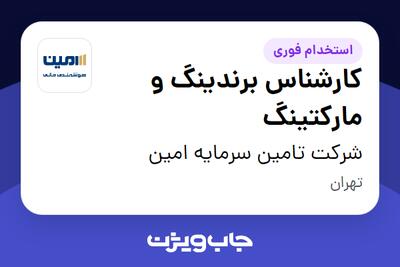  استخدام کارشناس برندینگ و مارکتینگ در شرکت تامین سرمایه امین