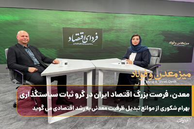  معدن، فرصت بزرگ اقتصاد ایران در گرو ثبات سیاست‌گذاری/بهرام شکوری از موانع تبدیل ظرفیت معدنی ایران به رشد اقتصادی می‌گوید