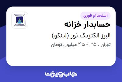  استخدام حسابدار خزانه در البرز الکتریک نور (لینکو)