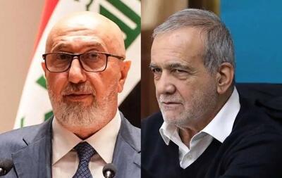  گفت‌وگوی تلفنی پزشکیان با رئیس‌جمهور عراق/ تأکید دو طرف بر اهمیت توقف جنگ از طریق دیپلماسی/ روسای جمهور ایران و عراق بر ضرورت ترجیح زبان تفاهم جهت تقویت امنیت منطقه، توافق داشتند