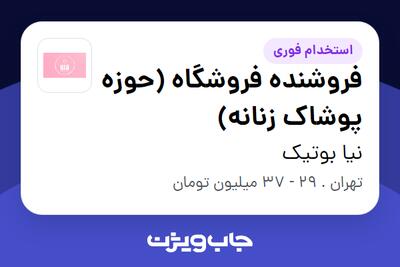  استخدام فروشنده فروشگاه (حوزه پوشاک زنانه) - خانم در نیا بوتیک