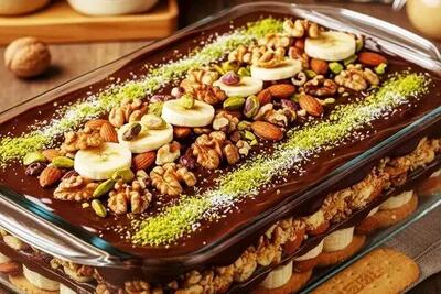  طرز تهیه کیک یخچالی موز و گردو در چند دقیقه