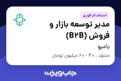  استخدام مدیر توسعه بازار و فروش (B2B) در بامبو