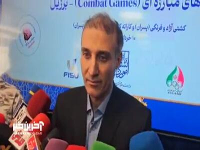  گفت و گو با رضا نوری رئیس فدراسیون ورزش‌های دانشگاهی در مراسم بدرقه کاروان ورزشی دانشجویان اعزامی به مسابقات جهانی ورزش‌های مبارزه ای در برزیل