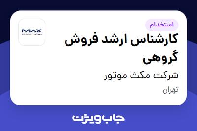  استخدام کارشناس ارشد فروش گروهی - آقا در شرکت مکث موتور