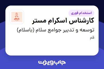  استخدام کارشناس اسکرام مستر در توسعه و تدبیر جوامع سلام (باسلام)