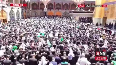  اقامه نماز بر پیکر قائد شهید امت در حرم مطهر امیرالمومنین(ع)