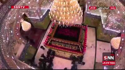  گلباران پیکر مطهر رهبر شهید در جوار حرم حضرت ابالفضل العباس (ع)