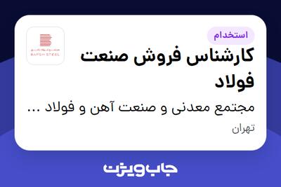  استخدام کارشناس فروش صنعت فولاد در مجتمع معدنی و صنعت آهن و فولاد بافق
