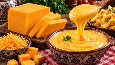  طرز تهیه پنیر چدار مایع خانگی؛ سس پنیر چدار ساده، کشدار و فوری