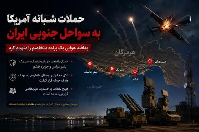  حملات بامداد آمریکا به برخی نقاط هرمزگان / پدافند یک پرنده متخاصم را منهدم کرد