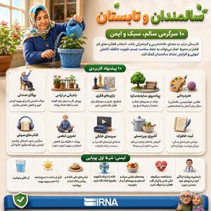 اینفوگرافی/ ۱۰ سرگرمی سالم و ایمن برای سالمندان در روزهای گرم تابستان