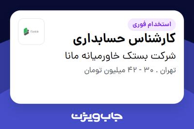  استخدام کارشناس حسابداری در شرکت بستک خاورمیانه مانا