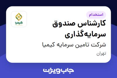  استخدام کارشناس صندوق سرمایه‌گذاری در شرکت تامین سرمایه کیمیا