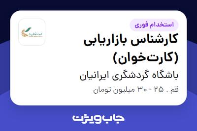  استخدام کارشناس بازاریابی (کارت‌خوان) - آقا در باشگاه گردشگری ایرانیان