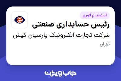 استخدام رئیس حسابداری صنعتی در شرکت تجارت الکترونیک پارسیان کیش