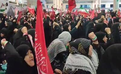 فیلم/ شعار مرگ بر آمریکا «مرگ بر اسرائیل در مصلی تهران