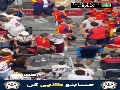  شادی لامین یامال با بردار کوچکش بعد از برد فرانسه