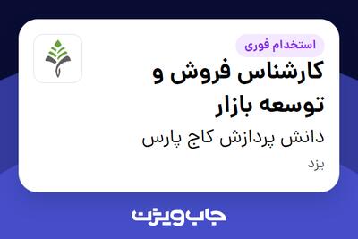 استخدام کارشناس فروش و توسعه بازار در دانش پردازش کاج پارس