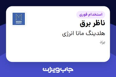  استخدام ناظر برق - آقا در هلدینگ مانا انرژی