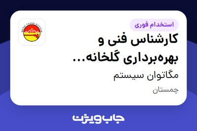  استخدام کارشناس فنی و بهره‌برداری گلخانه (مکانیک، برق و الکترونیک) در مگاتوان سیستم