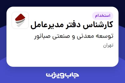  استخدام کارشناس دفتر مدیرعامل در توسعه معدنی و صنعتی صبانور